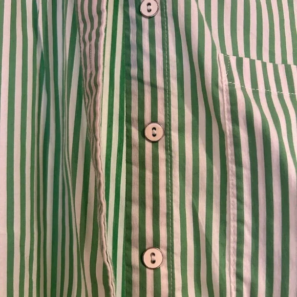 Anthropologie Maeve Clarise Blouse in Green White Stripe - Picture 6 of 7